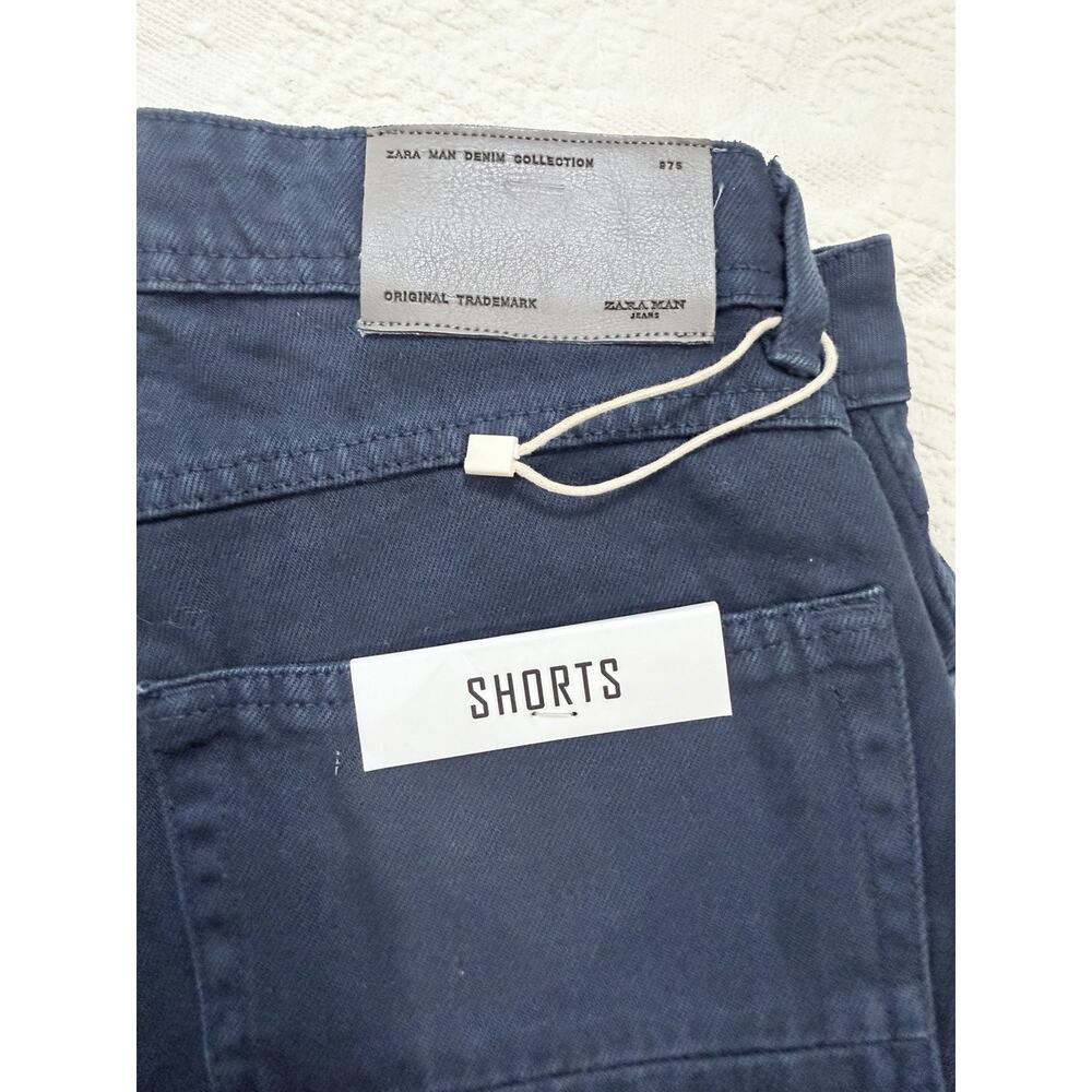 Zara Man Denim Jean Shorts Dark Blue Size 30" Waist. New